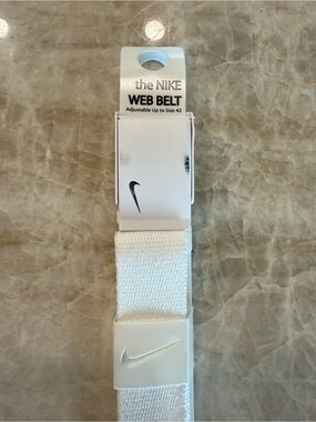 Nike White Woven Web Belt with Branded Buckle